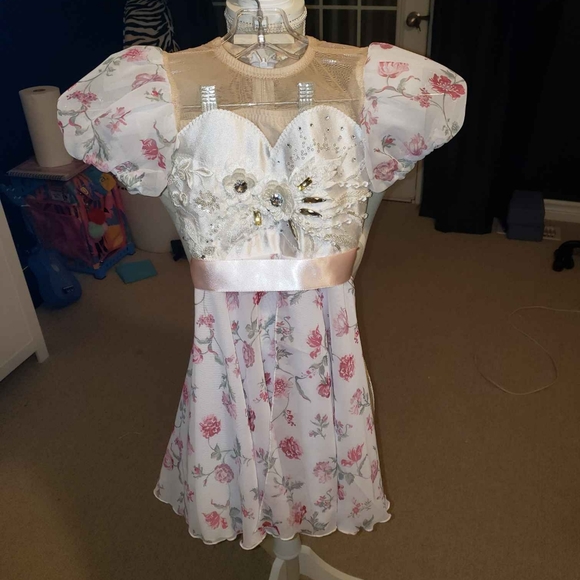 Baby doll flower always print satin dress - Picture 1 of 1